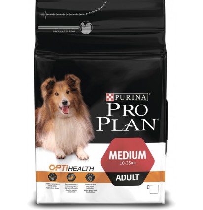 Pro Plan OptiHealth Medium Adult сухой корм для взрослых собак средних пород с курицей и рисом 1,5 кг. 